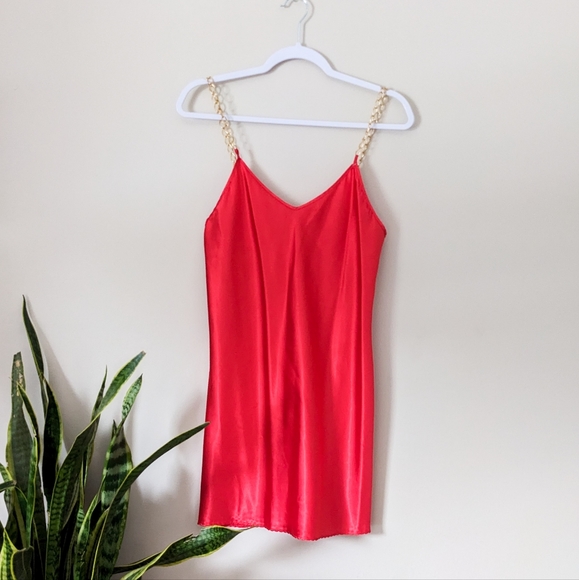 Vintage Other - Vintage Undercover Wear Red Slip with Gold Chain Straps Women's Size Med…